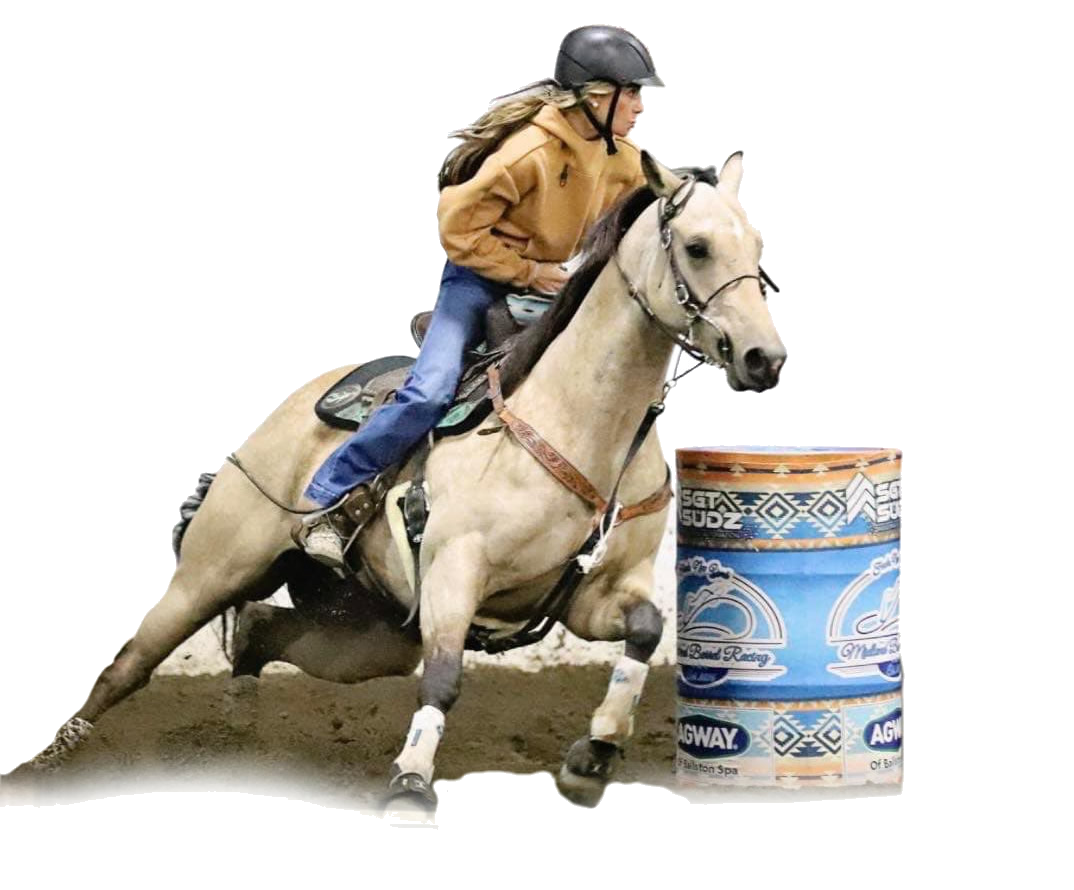 Carnata Tesiero competing at the Sgt Sudz barrel race