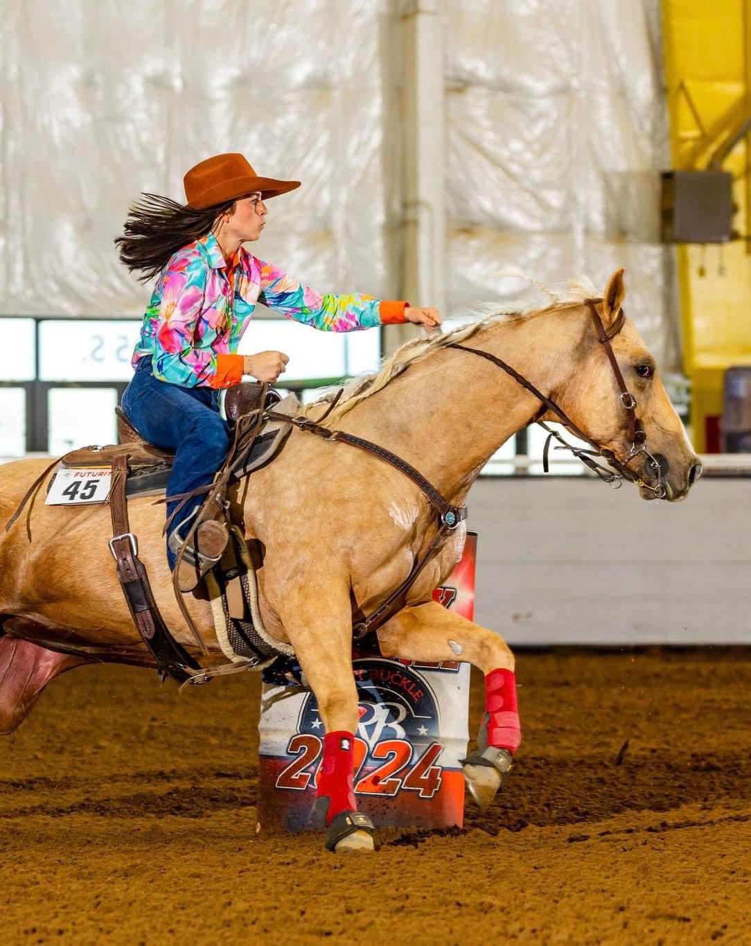 Courtney competing at the Ruby Buckle Futurity